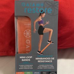 Gaiam Restore Mini Loop Bands Kit 5 Levels Resistance Bands- Total Body