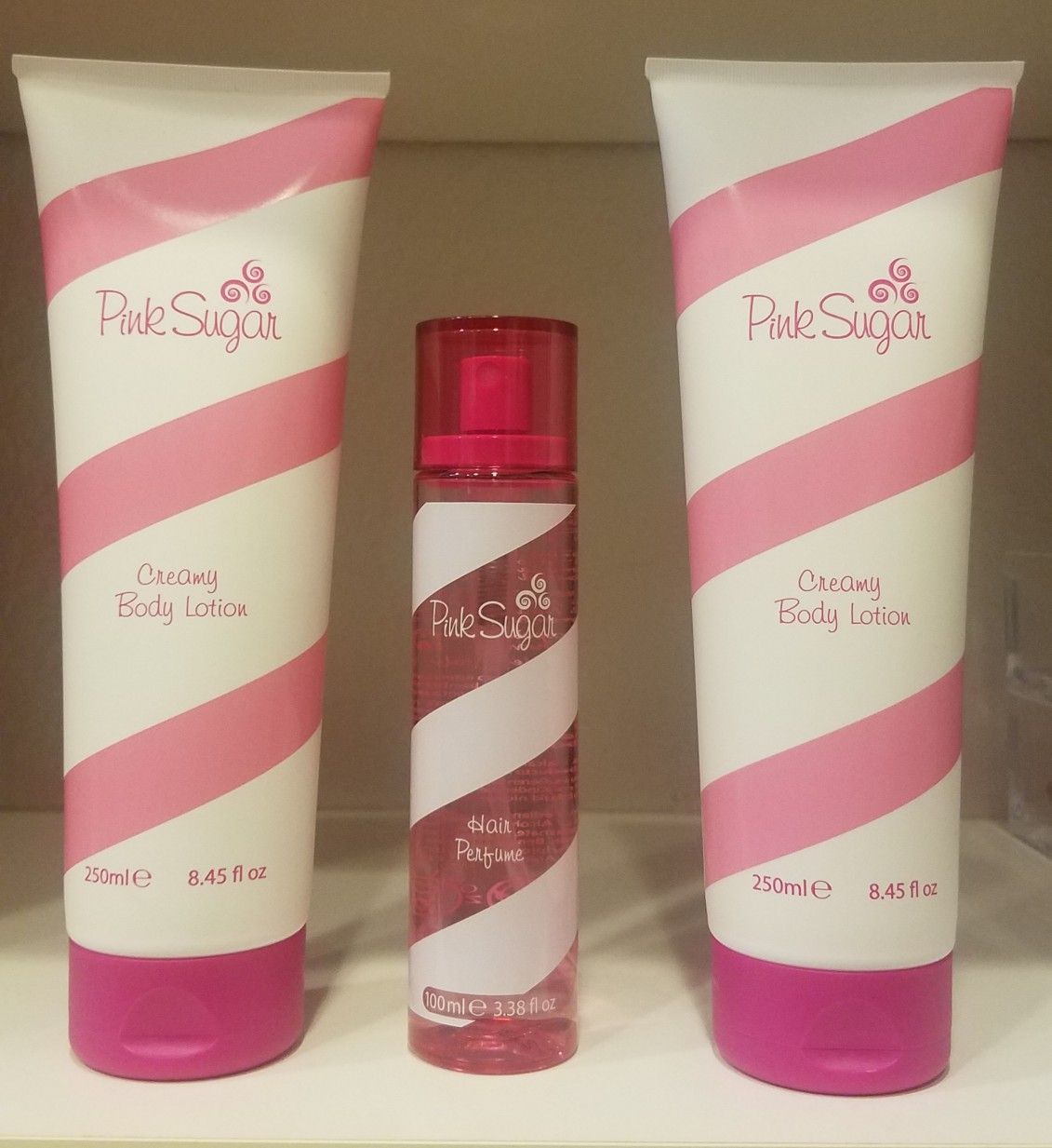 Pink Sugar by Aquolina lot of (3) creamy body lotion and hair perfume full size