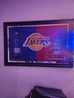 Bud light Lakers framed mirror