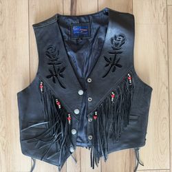 Women’s Leather Fringe Vest 