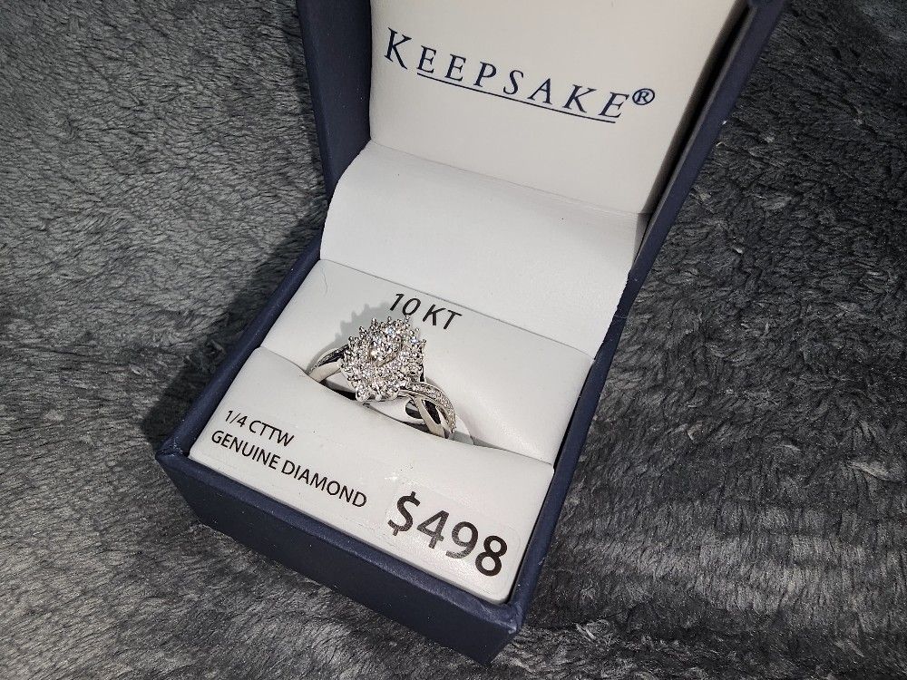 1/4 Carat T.W. Diamond "Jazz" Women's Engagement Ring in 10k White Gold by Keepsake