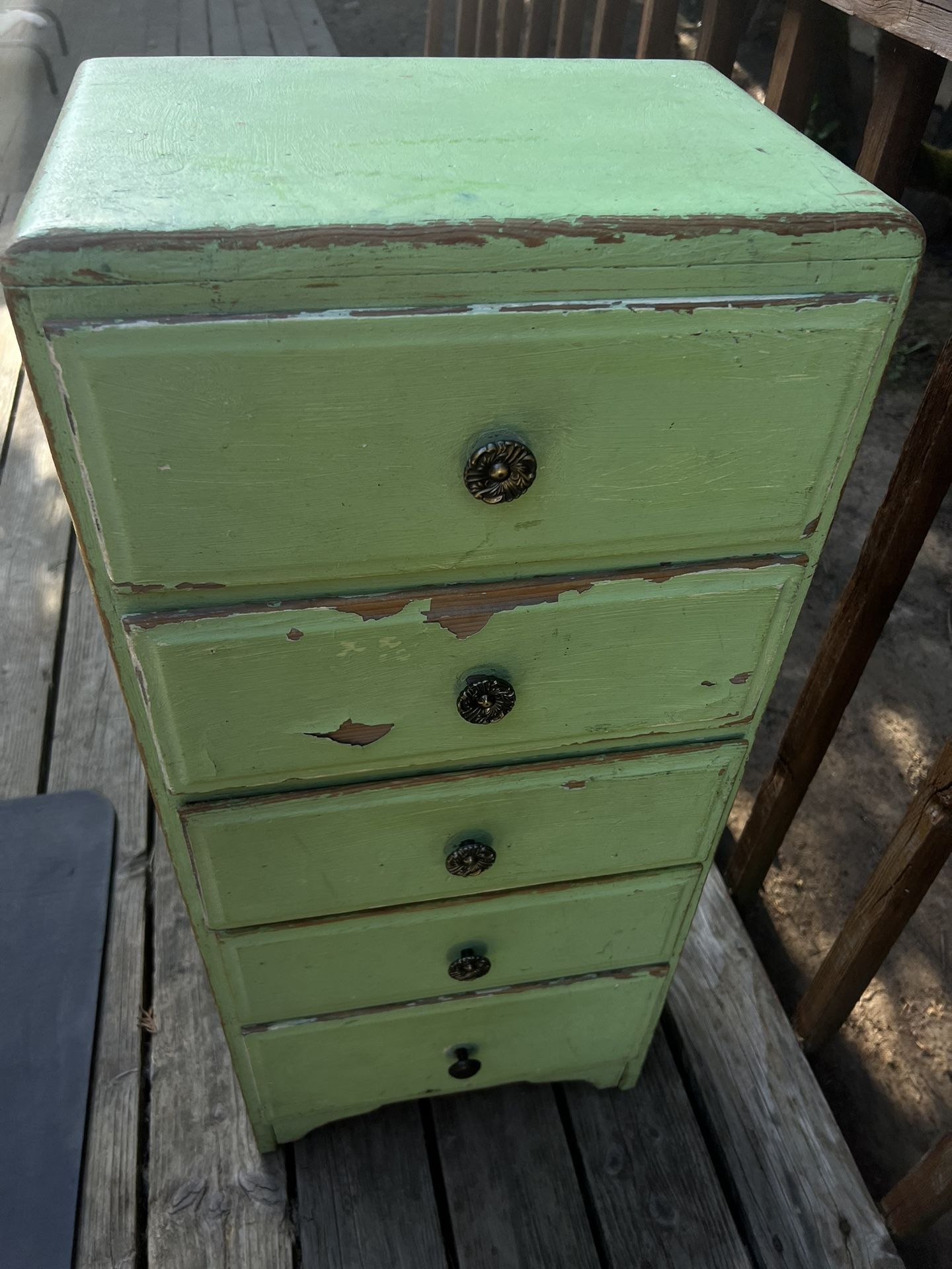 pretttyyy vintage wood green painted antique dresser 