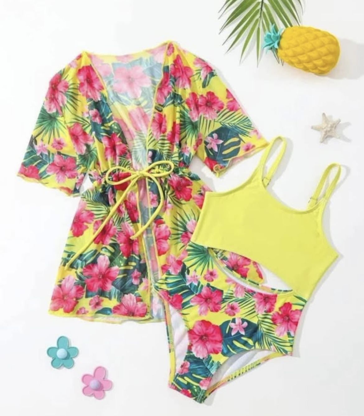 size 3/4 little girl New bathing suit with cover up
