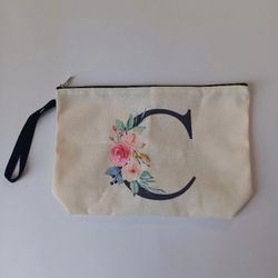 Initial Letters Canvas Make Up Bag New