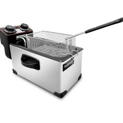 1300W Electric Deep Fryers for Home Use with Temperature Control, Timer Control,View Window Lid,Stainless Steel Body Deep Fryer Pot for 