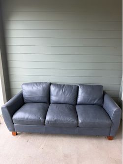 Blue Leather Sofa & Matching Chair - $120 for Both!