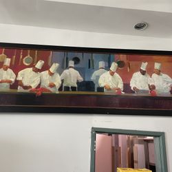 Wood Framed Chefs In Fine Dining Kitchen Canvas Print