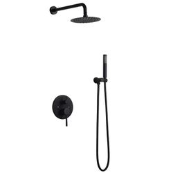 MO #062412 12" Matte Black Wall Mounted Rain Shower System With Rainfall Shower Head Solid Brass#HMUS-020014MB-10IN