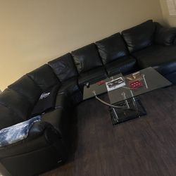 black real  leather couch 