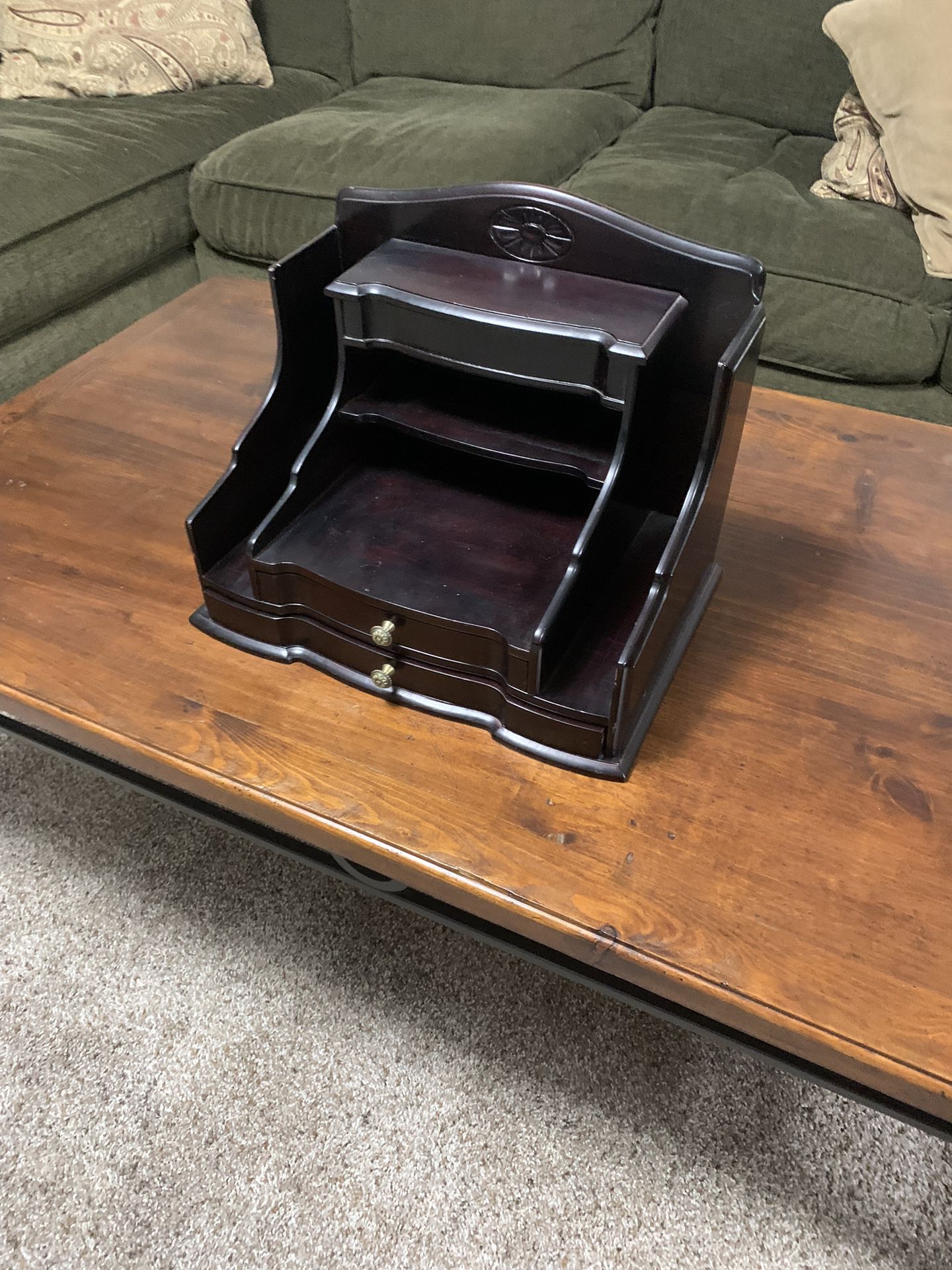 Vintage Wood Dresser Or Table Jewelry Box
