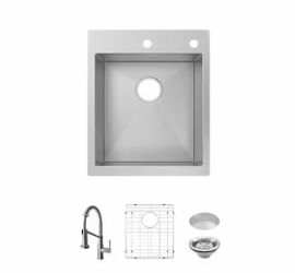 Glacier Bay Professional Zero Radius 17 in. Drop-In Single Bowl 16 Gauge Stainless Steel Kitchen Sink with Spring Neck Faucet