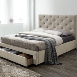 Brand New Beige Under Bed Storage E. King Size Bed Frame