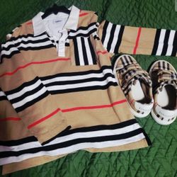 Burberry shirt (size 8) and sneakers (size 1)  2-piece set 