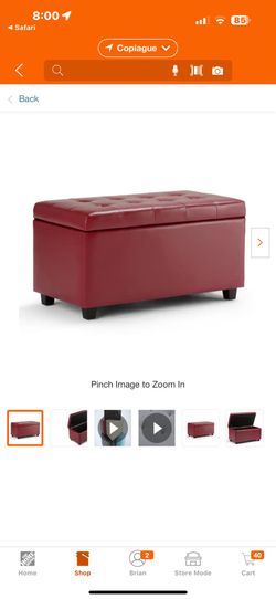 Ottoman Storage Bench Red Brand New