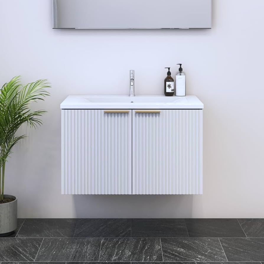 Meble Furniture Madera 04 32'' Floating Bathroom Vanity - Contemporary and Unique Bathroom Sink Vanity - White