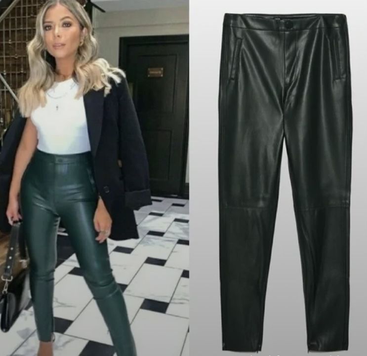 Zara Green Faux Leather Pants