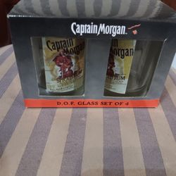 Captain Morgan 4 Piece Glass Set $40. Royal Albert 12 Piece Dinner Ware Set( Box Only)$50.