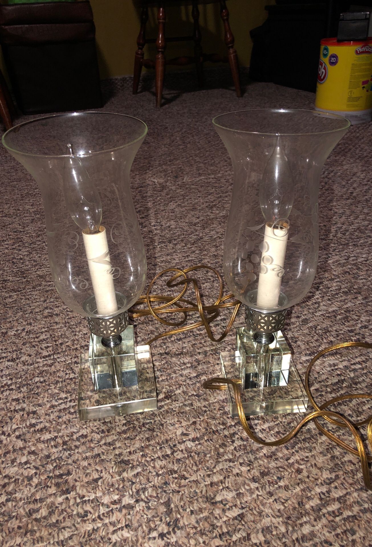 2 antique crystal lamps