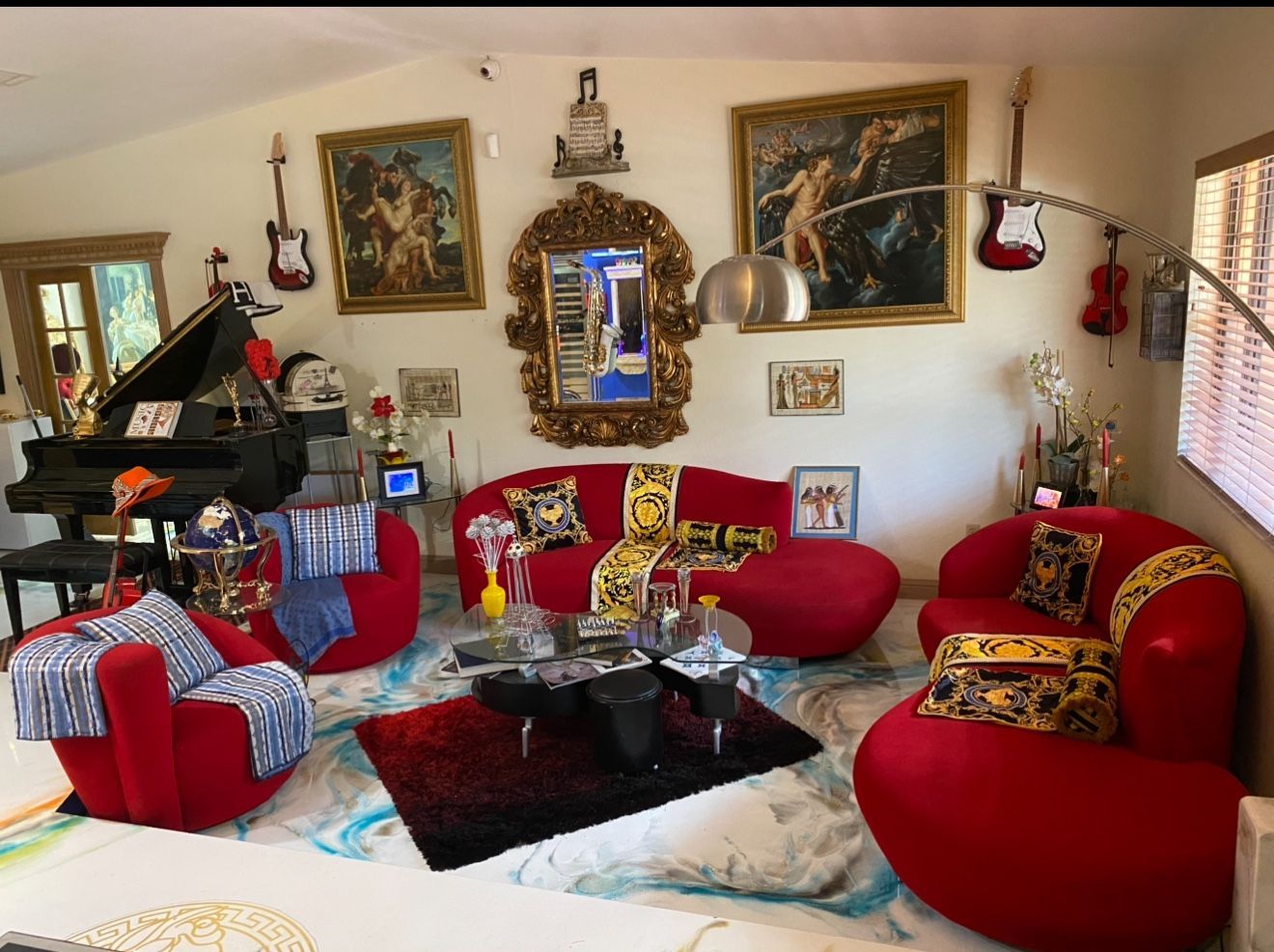 Sofa Set Red Sofa Couch….Burgundy Red Velvet Asymmetrical Cloud Sofa Set by Weiman Set Of 4