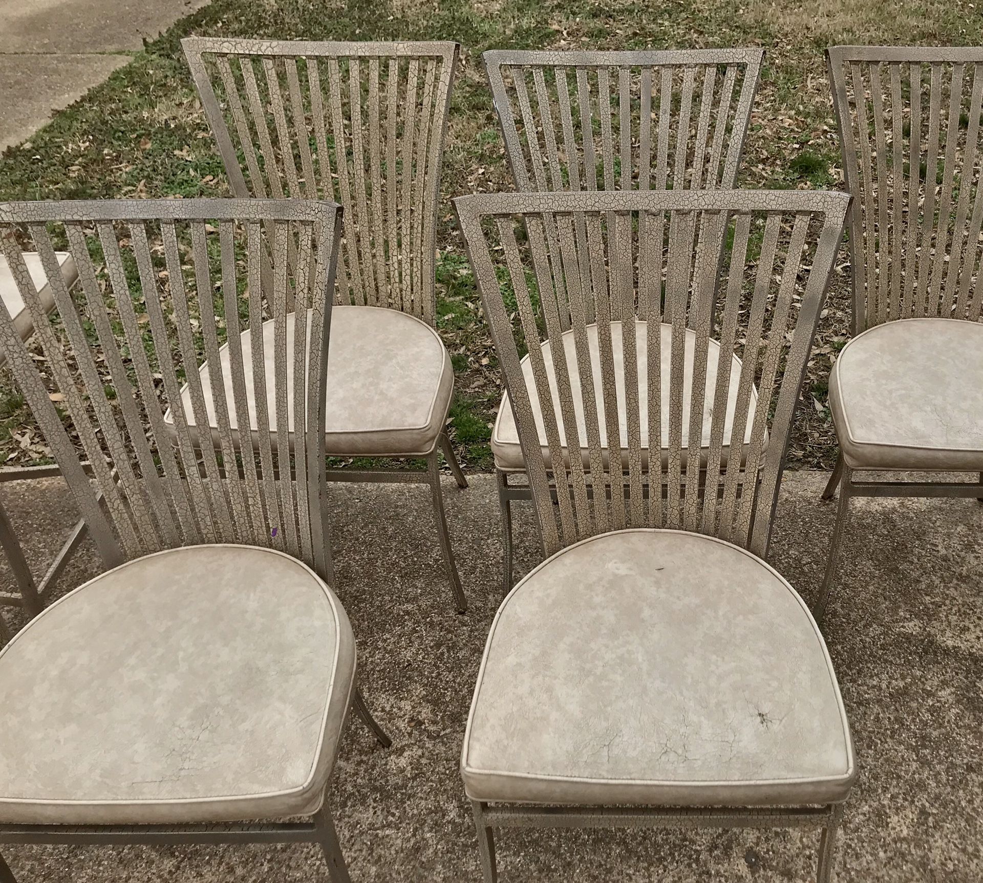 6 vintage Shaver Howard mid- century brushed metal chairs