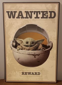 Star Wars Mandalorian Grogu wood picture 13" x 19".