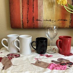 NEW - .50 cents each - mugs and wine glass