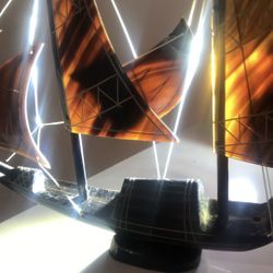 Chinese Wooden Carved Sail Boat 