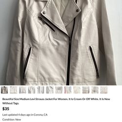 Beautiful size medium Levi Strauss jacket for women it is cream or off-white. It is new without tags.