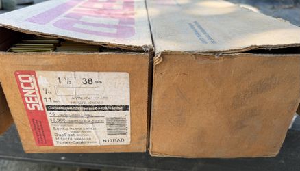 2 boxes, Senco 1 1/2, 16 gauge, galvanized staples, 10000 each box