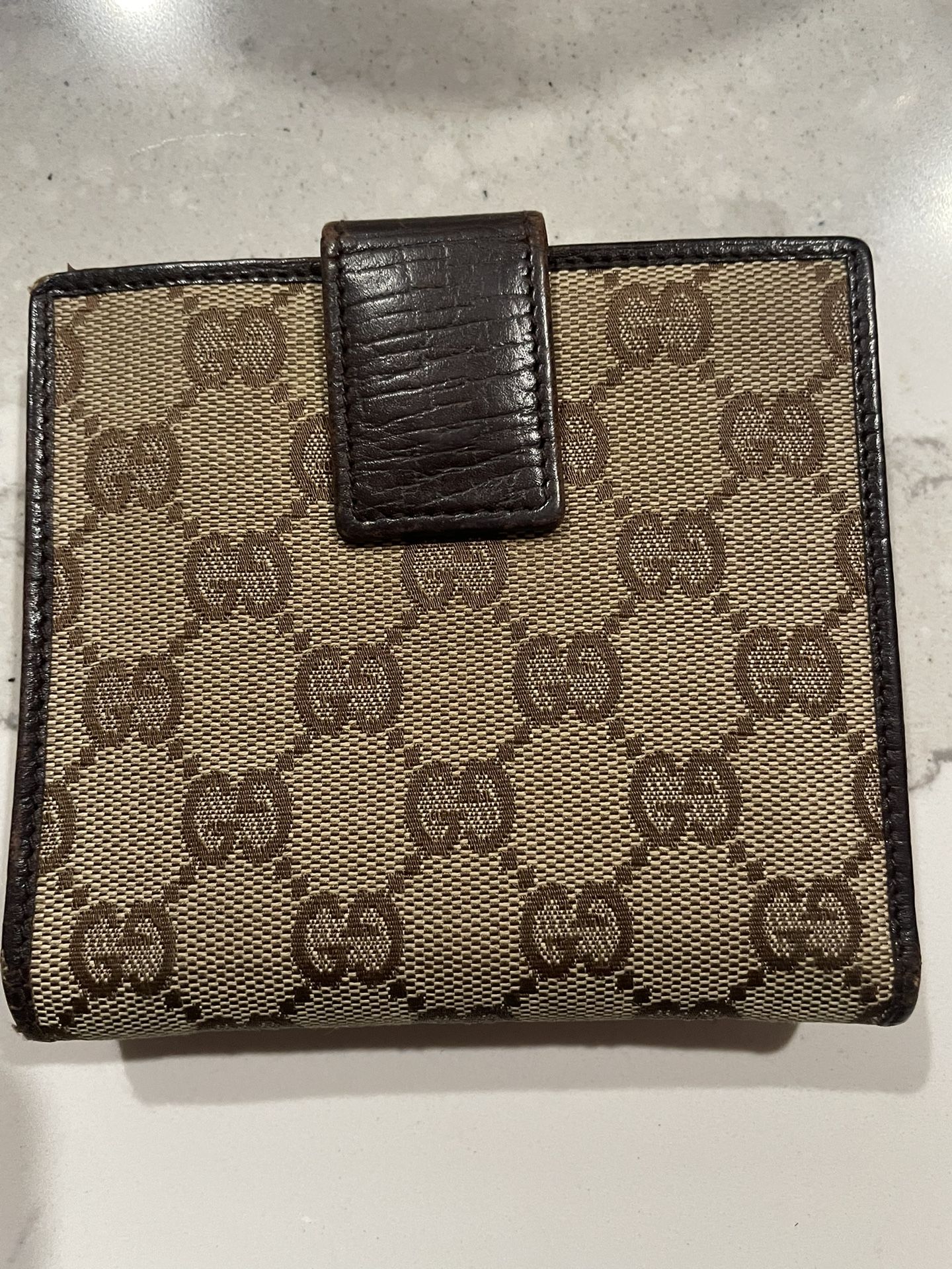 Gucci Monogram Tan& Brown Bi-fold Wallet