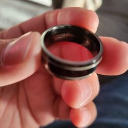 Mens Black And Silver Stainless Steel Wedding Ring Size 8