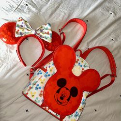  Mickey Balloon Popcorn Bucket Loungefly With Matching Ears