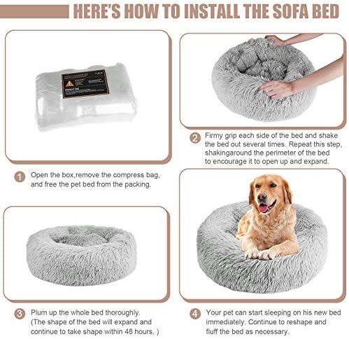 NEW 30” Calming Donut Pet Bed (Light Grey)