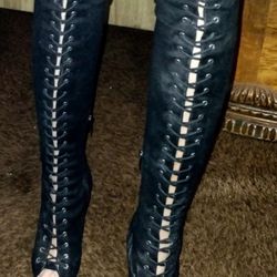 6" Black Lace Up Boots (Very Sexy) Size 8 New