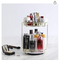 360 Degree 2Layer RotationTray, Bathroom Cosmetic Storage,Rotating Makeup Organizer Tray(white)