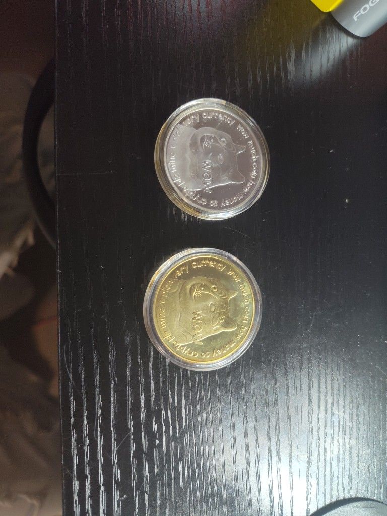 2 Crypto Doge Coins Both In Cases 1 Silver 1 Gold