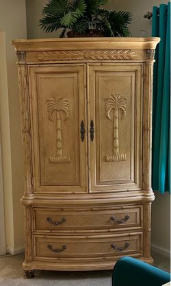 Armoire dresser cabinet island palm tree bamboo