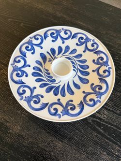 Blue & White Melamine Covered Serving Bowl – $25
