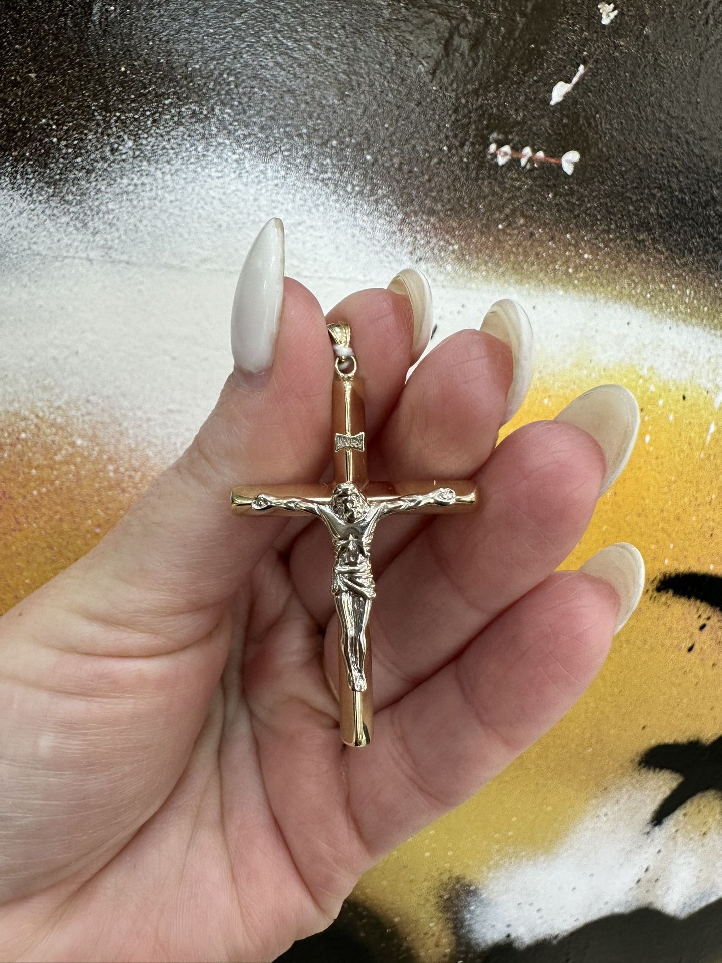 10k TWO TONE CROSS CHARM