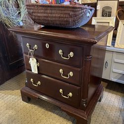 Vintage solid wood nightstand with 3 dovetail draws