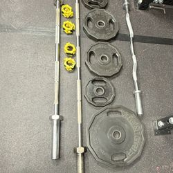 Iron Grip Weights With Barbells And Curl Bar 
