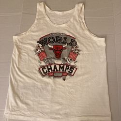 Vintage 1991 Chicago Bulls Tank Top Shirt Men's Large L NBA World Champs Black