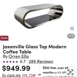 Silver Modern Stainless Steel & Glass Table