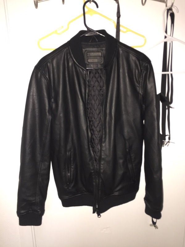 Faux leather bomber jacket