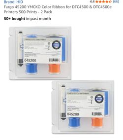 Fargo 45200 YMCKO Color Ribbon for DTC4500 & DTC4500e Printers 500 Prints - 2 Pack