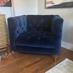 Royal Blue Velvet Armchair 