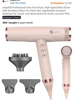 slopehill Professional Ionic Hair Dryer, High-Speed Blow Dryer with Brushless Motor for Salon Use, Lightweight Compact Hairdryer for Travel, Low Noise