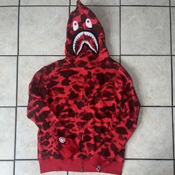Red bape shark hoodie