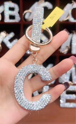 C INITIAL HANDMADE BEDDAZLED KEYCHAIN