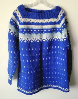 Hand-made Blue Knit Sweater